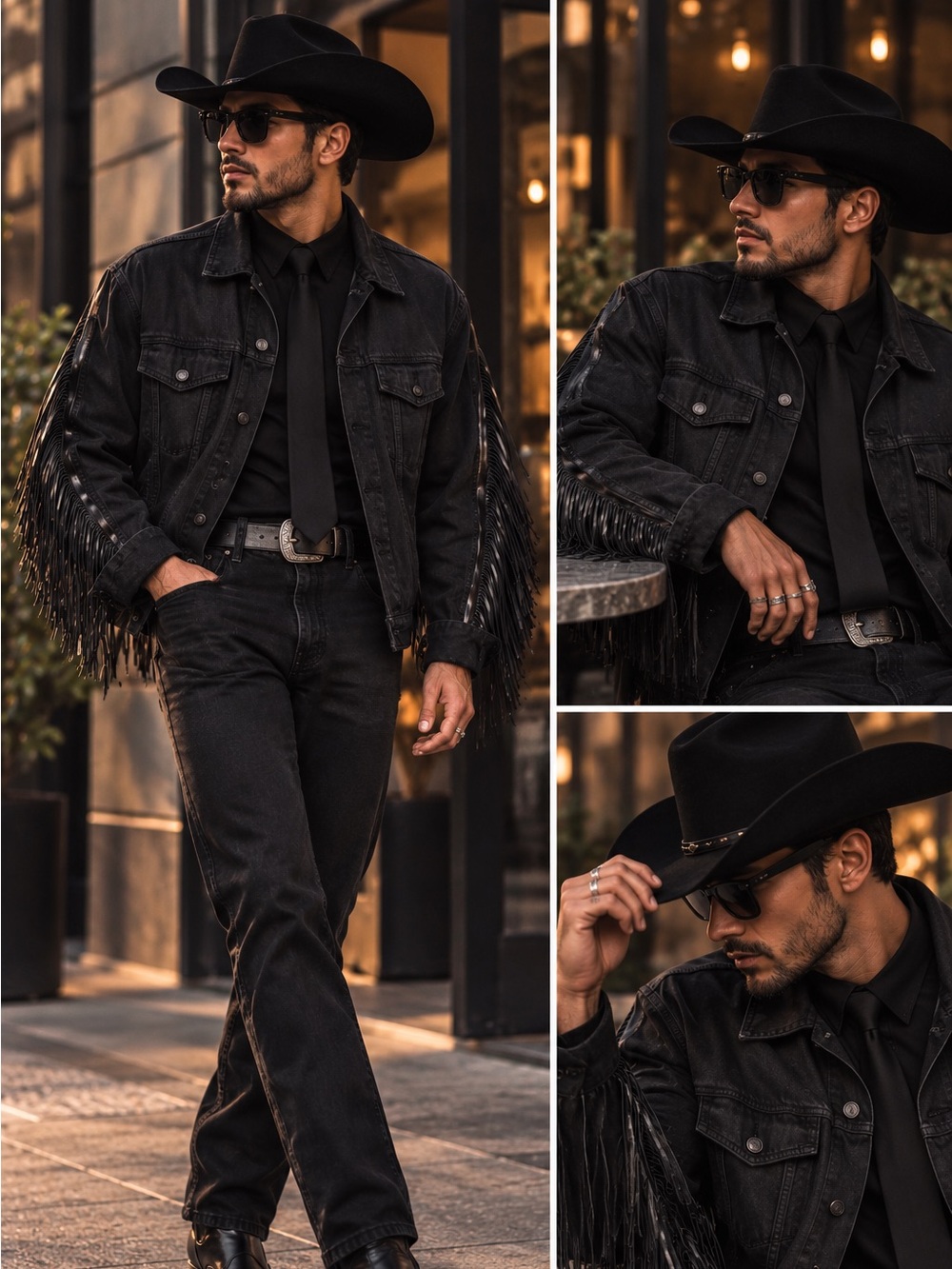 Arizona Jean Company Black Fringe Denim Trucker Jacket
